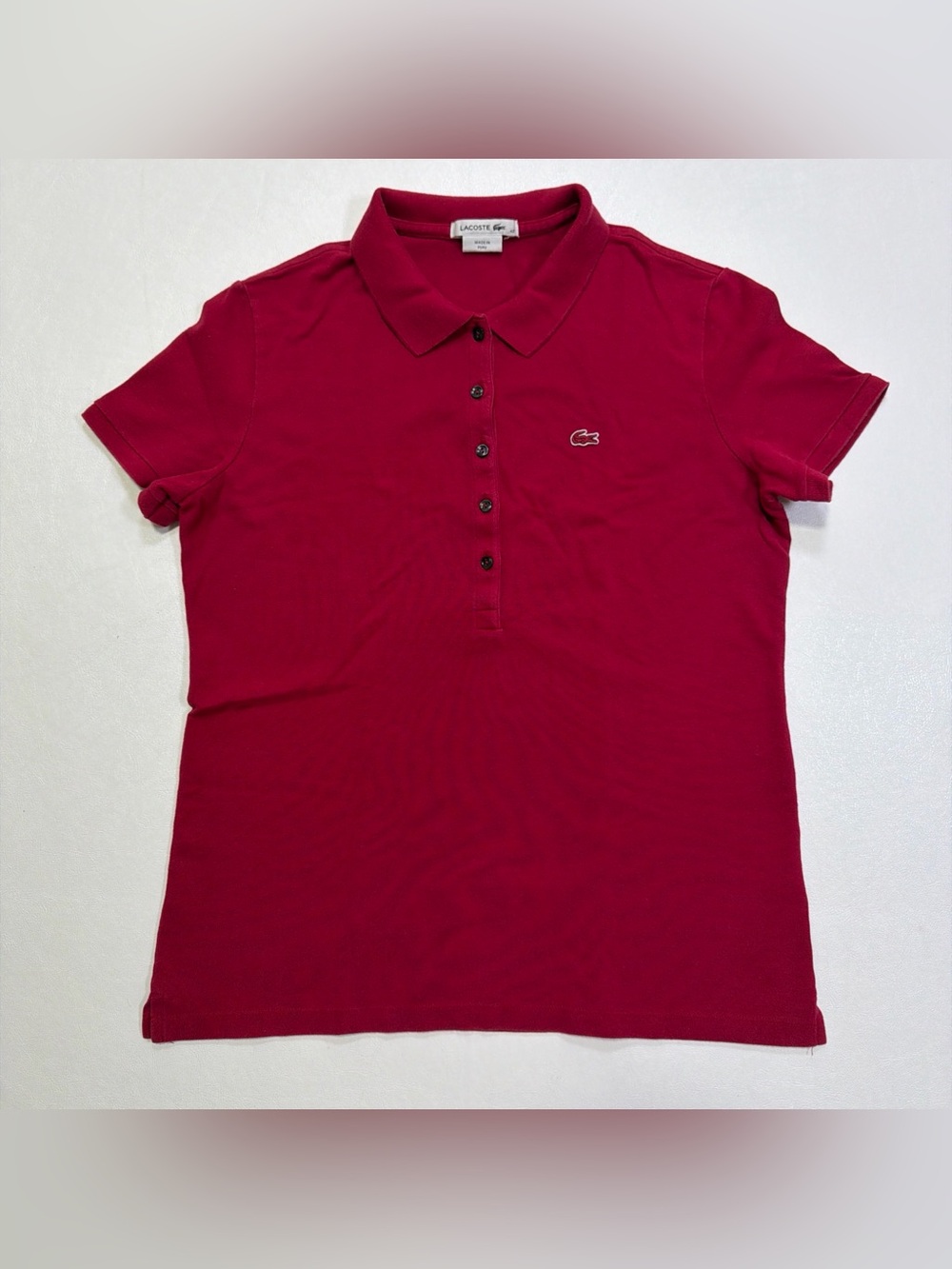 Lacoste Women's Red Button-Down Polo Shirt